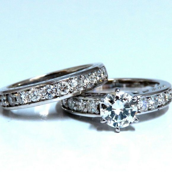 GIA certified 1.01ct Round Diamond Ring & Band 14k